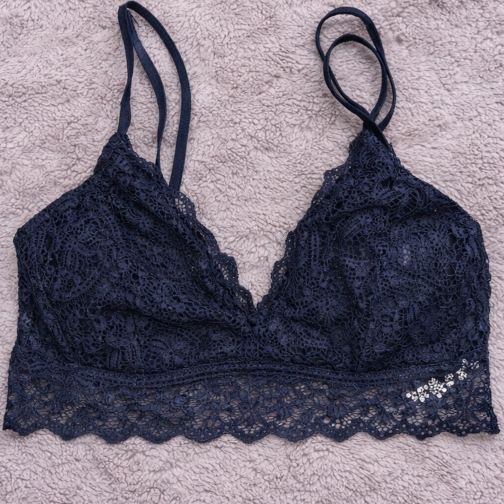 Auden Black Lace Bralette Sheer Floral Scalloped Brami
